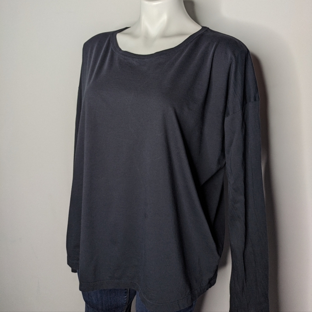 Vince Blue Pima Cotton Long Sleeve Lightweight T-shirt L - Picture 3 of 8